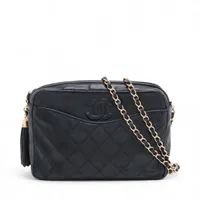 シャネル マトラッセ ラムスキン チェーンショルダーバッグ フリンジ ブラック ゴールド金具 0番台