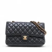 シャネル マトラッセ25 キャビアスキン ダブルフラップ ダブルチェーンバッグ ブラック ゴールド金具 ランダムプレート A01112