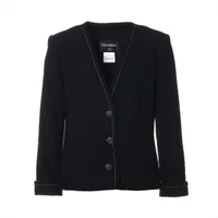 シャネル カメリア 15K ウール ジャケット 42 レディース ブラック  P52637V37037