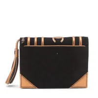 シャネル マトラッセ スエード クラッチバッグ フリンジ ブラックxゴールド 9番台 バイブルブック