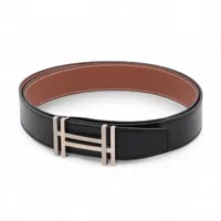 エルメス H オ カレ C:2018年 ベルト 100 レザー ブラック×ゴールド