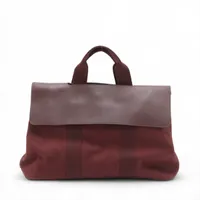 エルメス ヴァルパライソGM トワルシェブロンxレザー ブラウン シルバー金具