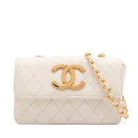 シャネル ビコローレ ラムスキン シングルフラップ シングルチェーンバッグ ホワイト ゴールド金具