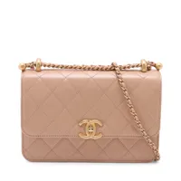 シャネル マトラッセ ラムスキン チェーンショルダーバッグ ベージュ ゴールド金具 ランダムプレート AS2615