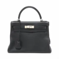 エルメス ケリー28 ルトゥルネ トリヨンクレマンス ブラック シルバー金具 □K:2007年