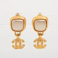 シャネル ココマーク 97A イヤリング(両耳用) GP×フェイクパール ゴールド