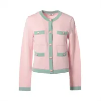 シャネル ココボタン カシミヤ カーディガン 34 レディース ピンク  P76463K10983