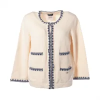 シャネル ココボタン カシミヤ カーディガン 38 レディース アイボリー  P53646K06989