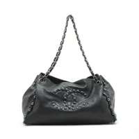 シャネル ココマーク ラムスキン チェーンショルダーバッグ パール ブラック シルバー金具 12番台