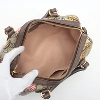 グッチ GGスプリーム タイガー ハンドバッグ PVC グッチ GGスプリーム タイガー PVCxレザー 2WAYハンドバッグ
