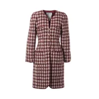 シャネル ココボタン ウール コート 36 レディース レッド  21331 ツイード ハンガー付き