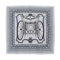 エルメス カレジェアン LES ROUES DE PHAETON 四輪馬車の車輪 ストール カシミヤ グリ シネ