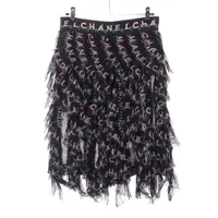 CHANEL✨ニットスカート　ロゴボタン　ウール　レーヨン　ダークグレー　36 シャネル ココボタン コットン×レーヨン ニットスカート 36