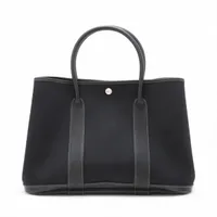 エルメス ガーデンパーティ36 PM トワルオフィシエxネゴンダ ブラック シルバー金具 □J:2006年