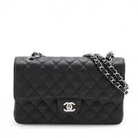 シャネル マトラッセ キャビアスキン チェーンウォレット ブラック