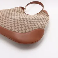 良品 596 グッチ ショルダーバッグ GG キャンバス レザー ブラウン グッチ ジャンボGG キャンバス×レザー 2WAYショルダーバッグ