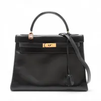 エルメス ケリー32 セリエ ボックスカーフ ブラック ゴールド金具 ○R:1988年