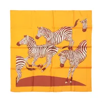 エルメス カレ90 スカーフ シルク オレンジ Les ZebresⅡ ゼブラ