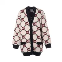 グッチ 575605 インターロッキングG マフラー コットン×ウール グレー