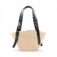 ロエベ パンチホール バスケット スモール ラフィアxレザー カゴバッグ