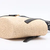 ロエベ パンチホール バスケット スモール ラフィアxレザー カゴバッグ