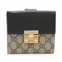 【美品】グッチ 二つ折り財布 GGスプリーム GGマーモント レザー PVC 黒 GUCCI グッチ 財布 二つ折り財布 598587 17WAG ブラック