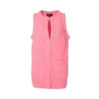 シャネル ココボタン 22SS コットン ニットベスト 34 レディース