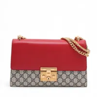グッチ　パドロック　GGスプリーム チェーン　ショルダーバッグ　レッド GUCCI - グッチ パドロック GGスプリーム チェーン ショルダー