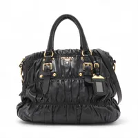 PRADA（プラダ） プラダ ナッパゴーフル レザー 2WAYハンドバッグ グレー BN1789