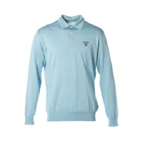 プラダ 22SS レーヨン×シルク ポロシャツ 48 メンズ ライトブルー