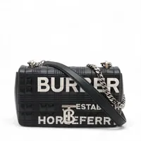美品●バーバリー　ローラ　ショルダーバッグ　TB　チェーン　レザー　ブラック バーバリー TB ローラ レザー チェーンショルダーバッグ