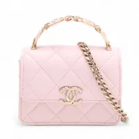 シャネル ミニマトラッセ ラムスキン 2WAYショルダーバッグ ピンク ゴールド金具 32番台 AP2758