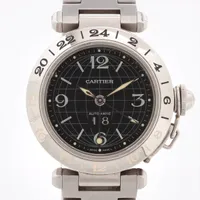 カルティエ クロノスカフ21 W10125U2 SS×ラバー QZ 黒文字盤