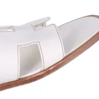 エルメス オラン レザー サンダル 38 レディース ホワイト