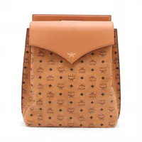 【美品】MCM セカンドバッグ　ブラウン　レザー　ヴィセトス　スタッズ MCM ヴィセトス レザー×スタッズ バックパック/リュック