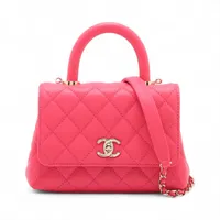 シャネル ココハンドル24 XS キャビアスキン 2WAYハンドバッグ ピンク