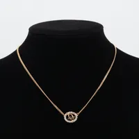 クリスチャンディオール Diorロゴ ネックレス GP×ラインストーン
