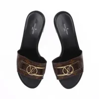 LOUIS VUITTON ⭐️ブラック レザー サンダル22.5〜23㎝ 厚底 リアルレザー サンダル スリッポン XZ2040【MASONPRINCE