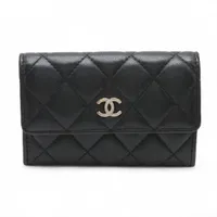 シャネル ビコローレ サテン×レザー コインケース ブラック