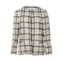 シャネル ココボタン P58 ツイード ノーカラージャケット 34