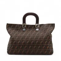 フェンディ ズッカ PVC×レザー トートバッグ ブラウン 8BH185