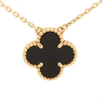 美品【ブラックオニキス✤大きなドロップカット】ヴィンテージネックレス 925刻印 ヴァンクリーフ&アーペル ヴィンテージアルハンブラ 20P