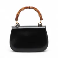 グッチ オールドグッチ バンブー レザー ハンドバッグ ブラック ミラー