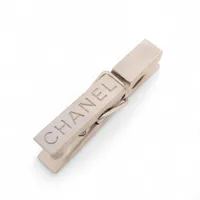 シャネル ロゴ 22C シュシュ シルク ブラック×アイボリー