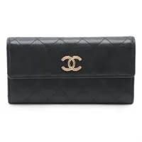 シャネル ココマーク キャビアスキン ロングウォレット がま口