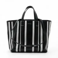 バレンシアガ パニエXS ラフィア×レザー カゴバッグ ブラック