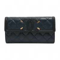 シャネル ココマーク キャビアスキン ロングウォレット がま口