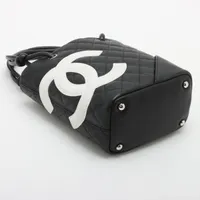 シャネル カンボンライン レザー トートバッグ ブラックx