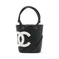 CHANEL カンボンライン シャネル カンボンライン レザー トートバッグ ブラックx