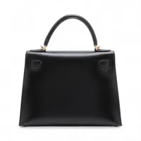 エルメス ケリー28 セリエ ボックスカーフ ブラック ゴールド金具 □F 